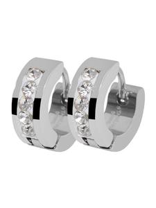 Adeliás Женские серьги - серьги-кольца на шарнирах из нержавеющей стали со стразами серебристого цвета