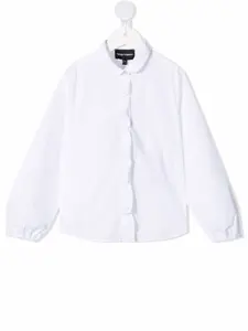 Рубашка на пуговицах с закругленным воротником Emporio Armani Kids, белый