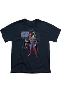 Футболка с коротким рукавом для подростков "Защитники Лиги Справедливости Америки" Gildan, темно-синий