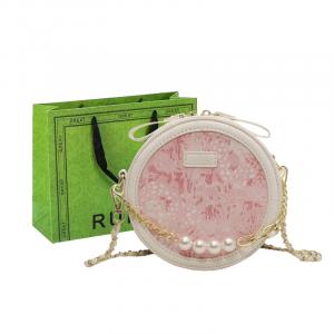 RUIPAI Маленькая круглая сумочка через плечо, White & Pink