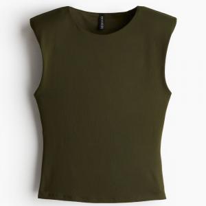 Топ H&M Tank With Shoulder Pads, темно-зеленый