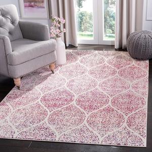 Ковер SAFAVIEH, 92 x 153 см, Madison Collection, Cream & Fuchsia, дизайн Glam Trellis Distressed, не линяет и прост в уходе, идеален для помещений с высокой проходимостью: прихожая, гостиная, спальня (MAD604R)