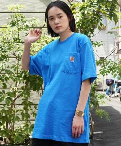 Футболка с коротким рукавом, большим нагрудным карманом и нашивкой с логотипом Carhartt, синяя