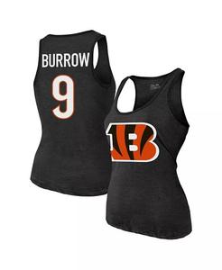 Женская майка-топ Joe Burrow Black Cincinnati Bengals с именем и номером Tri-Blend Majestic