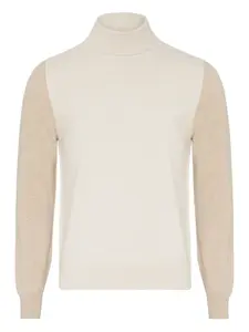 Двухцветный свитер с высоким воротником Maison Margiela, нейтральный