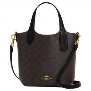 COACH Ханна искусственная кожа сумка через плечо ведро малый размер женский грецкий орех