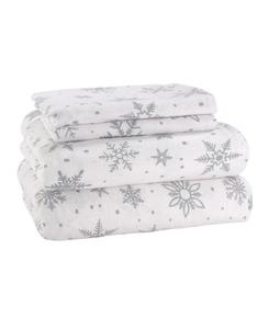 Комплект постельного белья из 100% ворсистой хлопковой фланели, 4 предмета, размер King Avanti, цвет Snowflakes