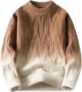 Мужской свитер с градиентом, свободного кроя, с круглым вырезом