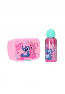 Детский ланчпакет с ланчбоксом и бутылкой для воды 400 мл Lilo & Stitch Disney, розовый унисекс