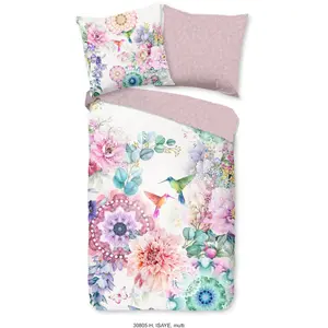 Набедренное двустороннее постельное белье «Isaye», Мако-сатин, 135х200, молния, двусторонний вид, мандала, цветы, фиолетовый Hip