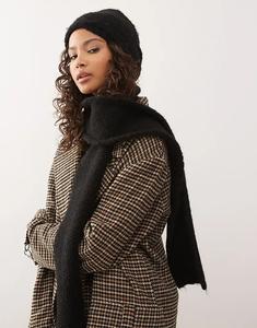 COLLUSION вязаный головной платок 2 в 1 шапка и капюшон черного цвета