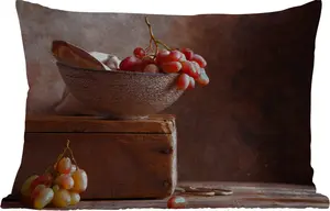 Подушка для улицы - деревенская - виноград - чаша - натюрморт - фрукты - 50 x 30 см - водонепроницаемая - подушка для отдыха - подушка для дивана - украшение для гостиной MuchoWow