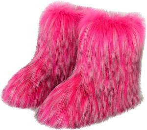 Женские разноцветные сапоги TangDao из искусственного меха, пушистые, мягкие, с округлым носком, из замши, зимние, удобные, теплые, короткие снегоступы на плоской подошве, сапоги до середины голени, для улицы и дома, Rose Red