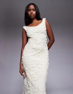 Длинное фактурное платье ASOS DESIGN кремового цвета