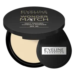 Матовая прессованная пудра для лица с spf30 01 светло-бежевый, 8 г Eveline Cosmetics Wonder match, цвет 01 light beige