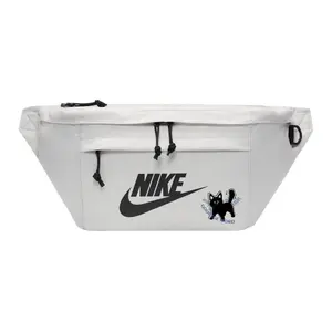 Nike Тканевая поясная сумка через плечо унисекс светло-бежевая, Fluffy Shocked Cat