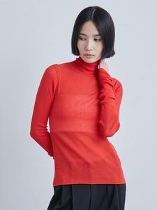 Водолазка из прозрачной ребристой вязки Miesrohe, цвет Red[046]