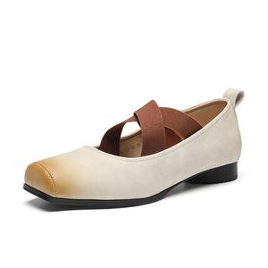 Туфли Мэри Джейн на массивном каблуке для женщин ZHR, Beige