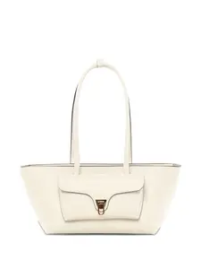 Сумка-тоут из кожи с клапаном Coccinelle, белый