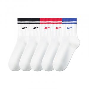 Мужские носки Warrior Mid Calf 5 пар, 2 черно-белые, 2 ярко-красные белые, цвет белый