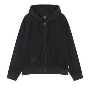 Худи Stussy Double Layer Waffle Zip Hoodie, Black