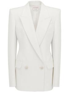 Alexander McQueen двубортный блейзер строгого кроя, белый
