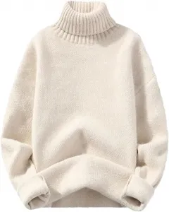 Мужской водолазка вязаный свитер утепленный