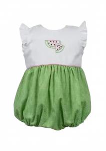 Детский комбинезон Winnie Watermelon Bubble для девочки в бело-зеленой гамме THE PROPER PEONY