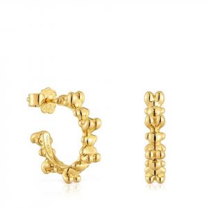 Серьги Tous Bold Bear, 12 мм, серебро с 18-каратным золотым покрытием