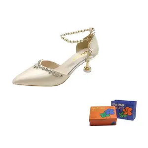 WOXXXN Женские туфли на высоком каблуке черные с шампанским 5 см, цвет Champagne 5CM