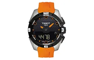 TISSOT Часы Quartz Movement Men's Watch Watch Blue Dial Titanium Watch Case Rubber Strap T091.420.47.051.01, Black Dial