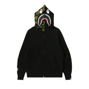 BAPE Съемная толстовка на молнии с изображением акулы, цвет черный