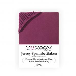 Простыня Müskaan из трикотажа 90x200см - 100x200см бордовая до 22см высота матраса простыня на резинке 100% хлопок