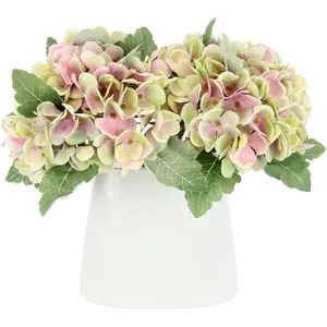 И.ГЕ.А. Искусственный цветок «Гортензия кустовая» в керамической вазе I.Ge.A., зеленый/красный