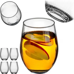 Стаканы для воды 580 мл, набор из 4 шт., большие стаканы с ребристой текстурой, стаканы для воды, сока, безалкогольных напитков и коктейлей, стеклянные стаканы для сока, стаканы для коктейлей (Emma) KADAX