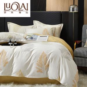 LUOLAI HOME Комплект постельного белья, 4 предмета, 180x200 см, простыня, пододеяльник, 2 наволочки, цвет Branching Out in Ink