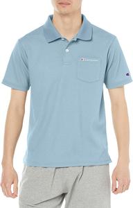 Футболка Champion C3-XS314 с коротким рукавом, быстросохнущая, с защитой от тепла и УФ-излучения, с логотипом, поло, мужская спортивная футболка, светло-синий