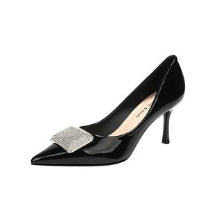 QITUMAUL Стройные каблуки на высоком каблуке женские - черный[Высота каблука 7,5 см], цвет Black[Heel Height 7.5cm]