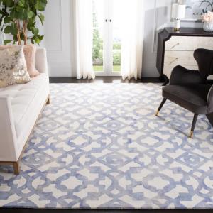 Ковер ручной работы SAFAVIEH, 275 x 366 см,  Dip Dye Collection Ivory/Blue DDY717A из премиальной шерсти в технике акварели