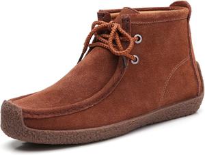 Женские ботильоны SoraBra с круглым носком, замшевые, с плоским каблуком, на шнуровке, противоскользящие, удобные повседневные прогулочные обувь, Brown