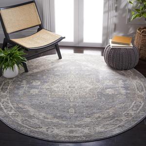 Ковер SAFAVIEH, 201 x 201 см, Brentwood Collection круглый Grey/Beige BNT852F Medallion Distressed Non-Shedding для прихожей, гостиной, спальни или кухни