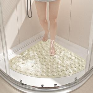 Dajiang Ковер 54x54 см для ванной комнаты, веерообразный, нескользящий, бежевый