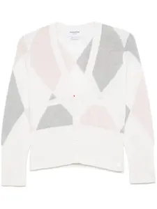 Кашемировый джемпер с узором аргайл THOM BROWNE, белый