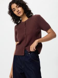 Кардиган Uniqlo Scalloped Crew Neck, 38 темно-коричневый
