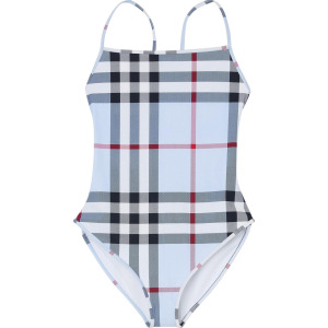 Купальник Burberry Check Stretch Nylon Swimsuit 'Pale Blue', синий