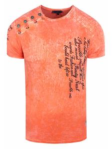 Футболка с кислотной стиркой и оранжевыми принтами Rusty Neal