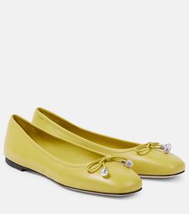 Кожаные балетки Elme с бантом Jimmy Choo, Sunbleached Yellow