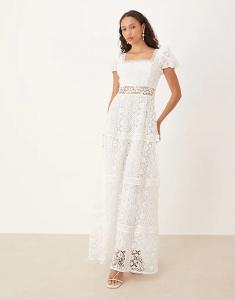 Платье миди True Decadence с квадратным вырезом белого цвета