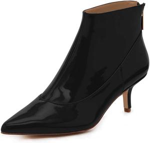 Женские низкие ботильоны FSJ с каблуком kitten, модные туфли с заостренным носком из лакированной кожи, удобная обувь с задней молнией, размеры 4-15 США, Black