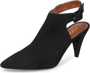 Женские туфли YDN с заостренным носком и конусообразным каблуком, босоножки с задником на ремешке, ботильоны с ремешком на щиколотке, искусственная замша, пряжка, праздничные туфли, размеры 4-15 US, Black